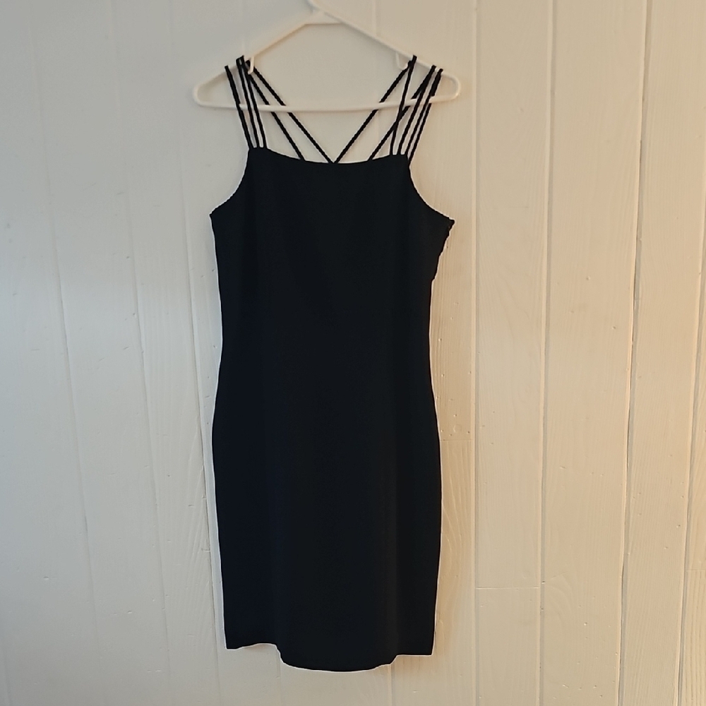 Worthington Black Spaghetti Strap Sheath Mini Dress